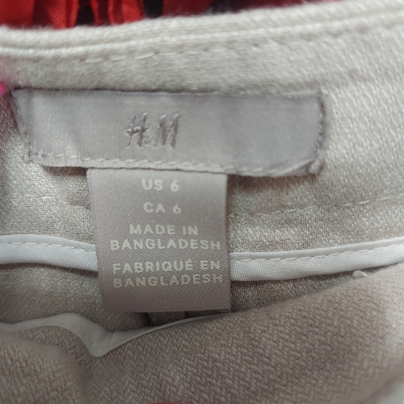 H &M Womens Size 6 Cream Linen Pants - Picture 2 of 7